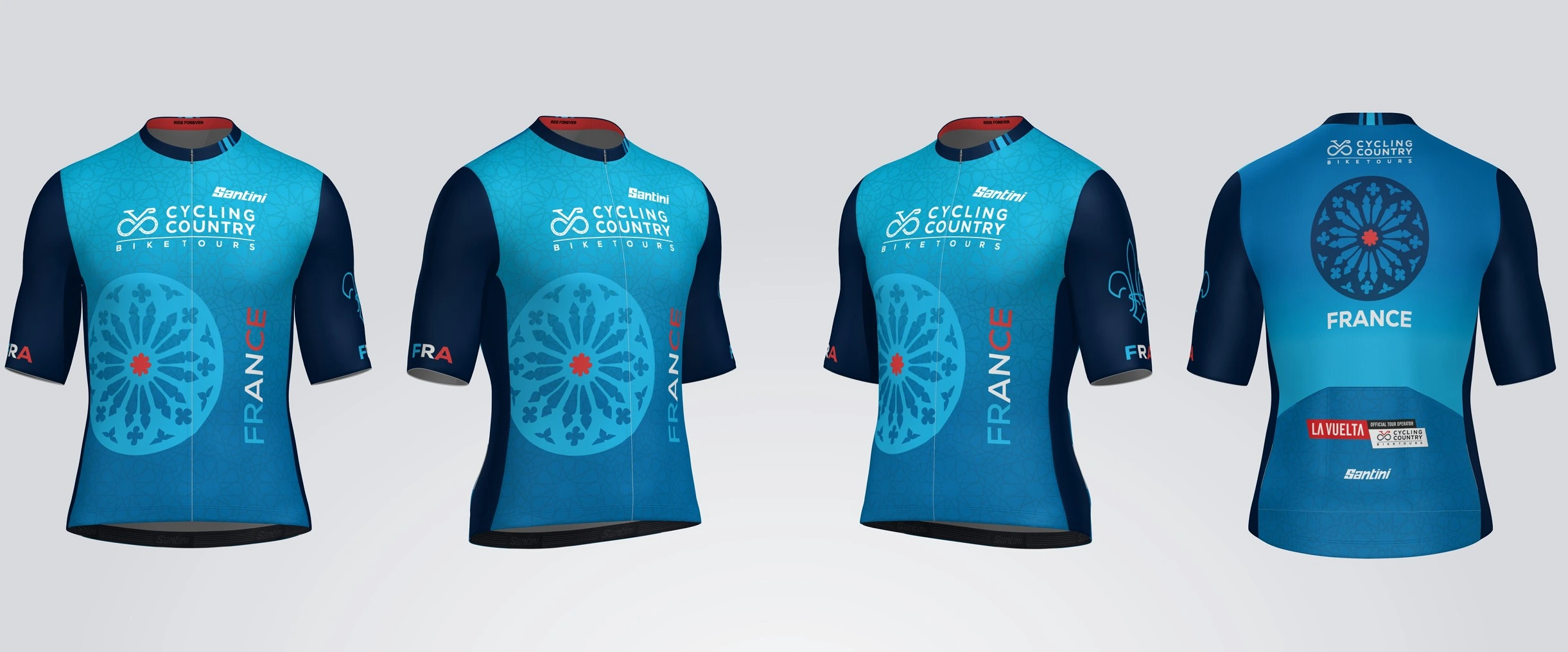 French Cycling Jersey wit motifs from France by SANTINI sportswear