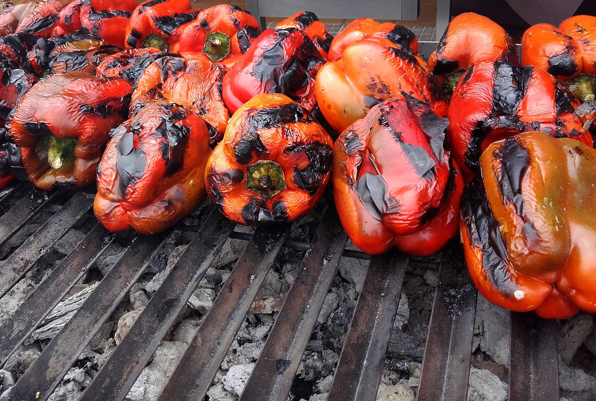 Peppers on a BBQ grill in Portugal