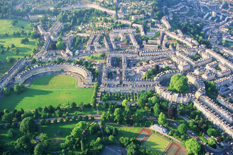 Aerial View of Bath Circus and City | Courtesy of VisitBath