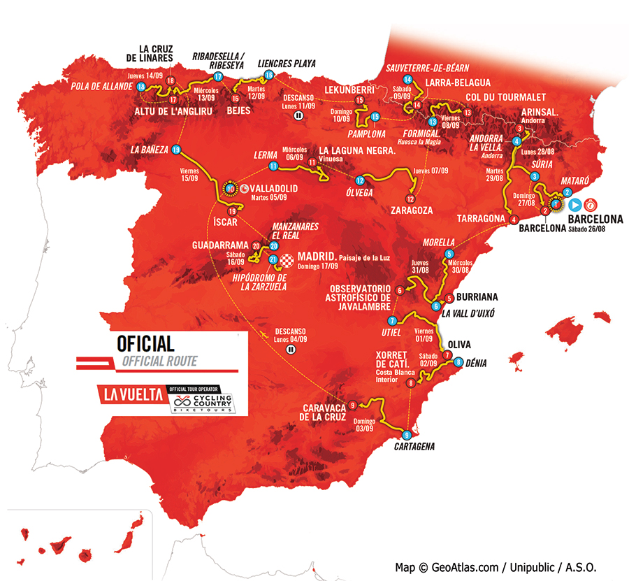 La Vuelta 2023 Route Map Official Bike Tour